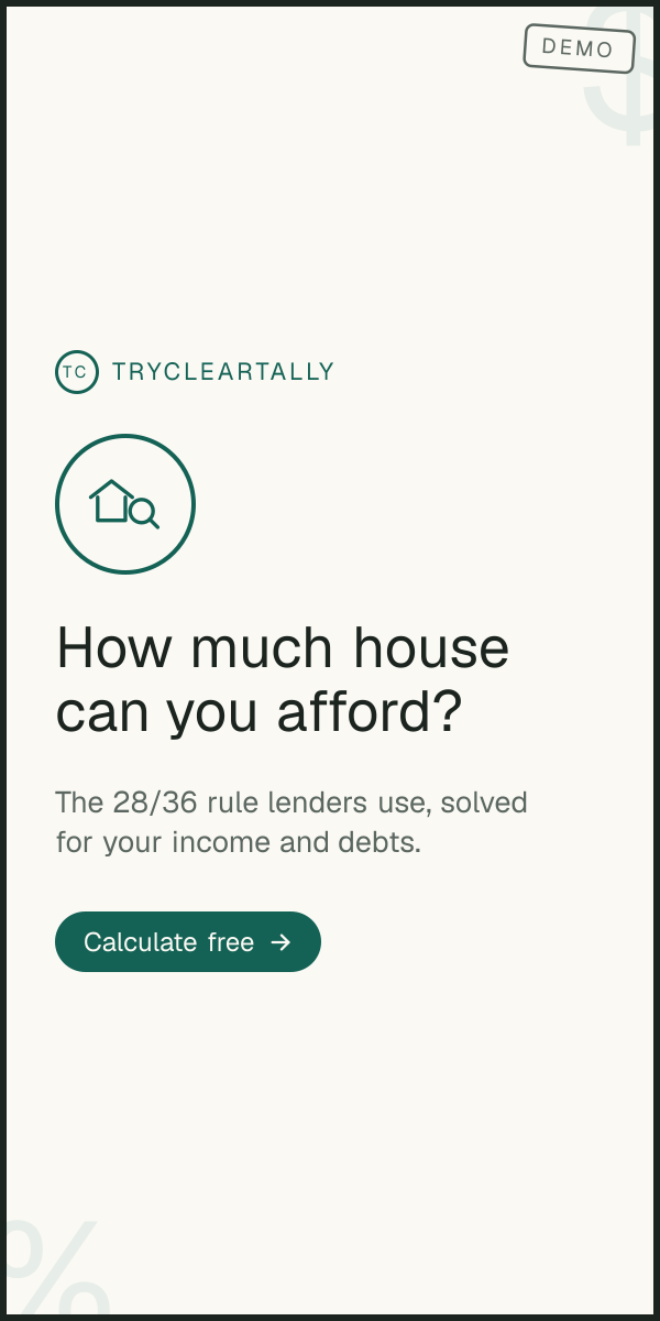 House ad: How much house can you afford? The 28/36 rule solved for your income.